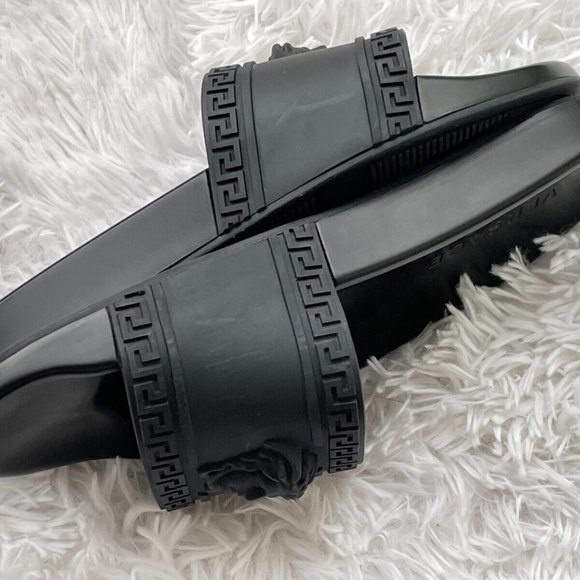 Authentic Versace Men Sandal MEDUSA Black Slide Made in Italy Size 7.5 US main image 10